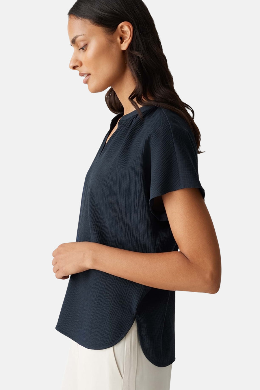 Korte Mouwen Blouse - Donkerblauw