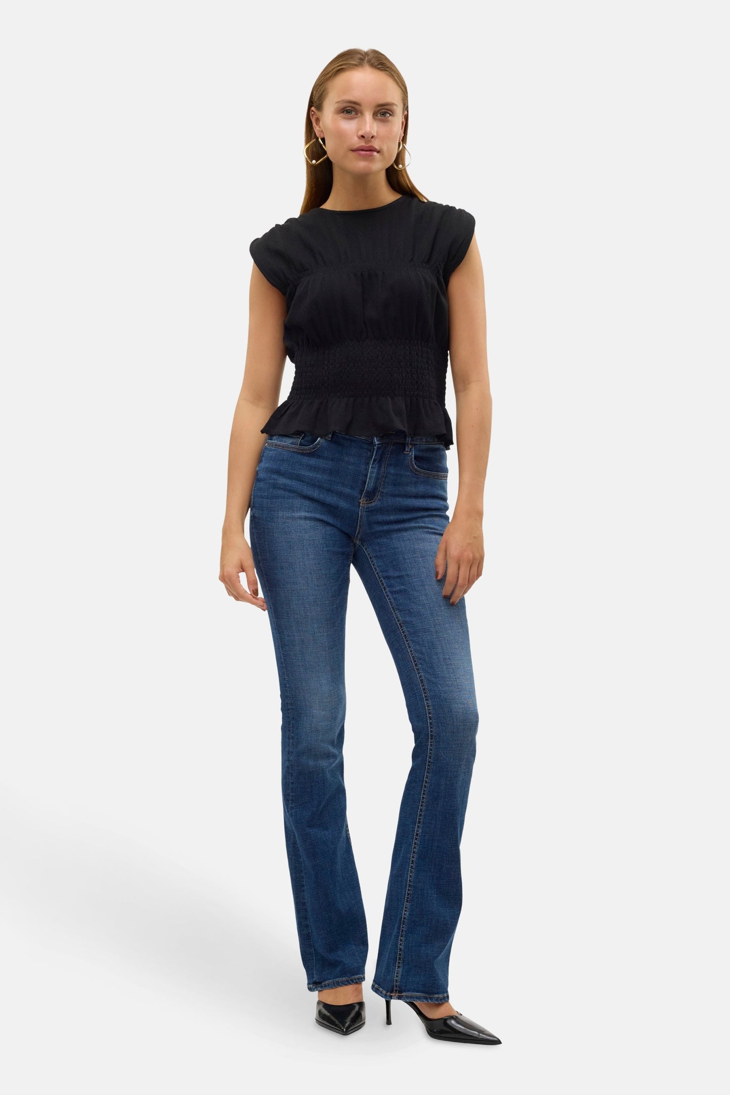 FLASH FLARE - Donkerblauwe Denim Jeans