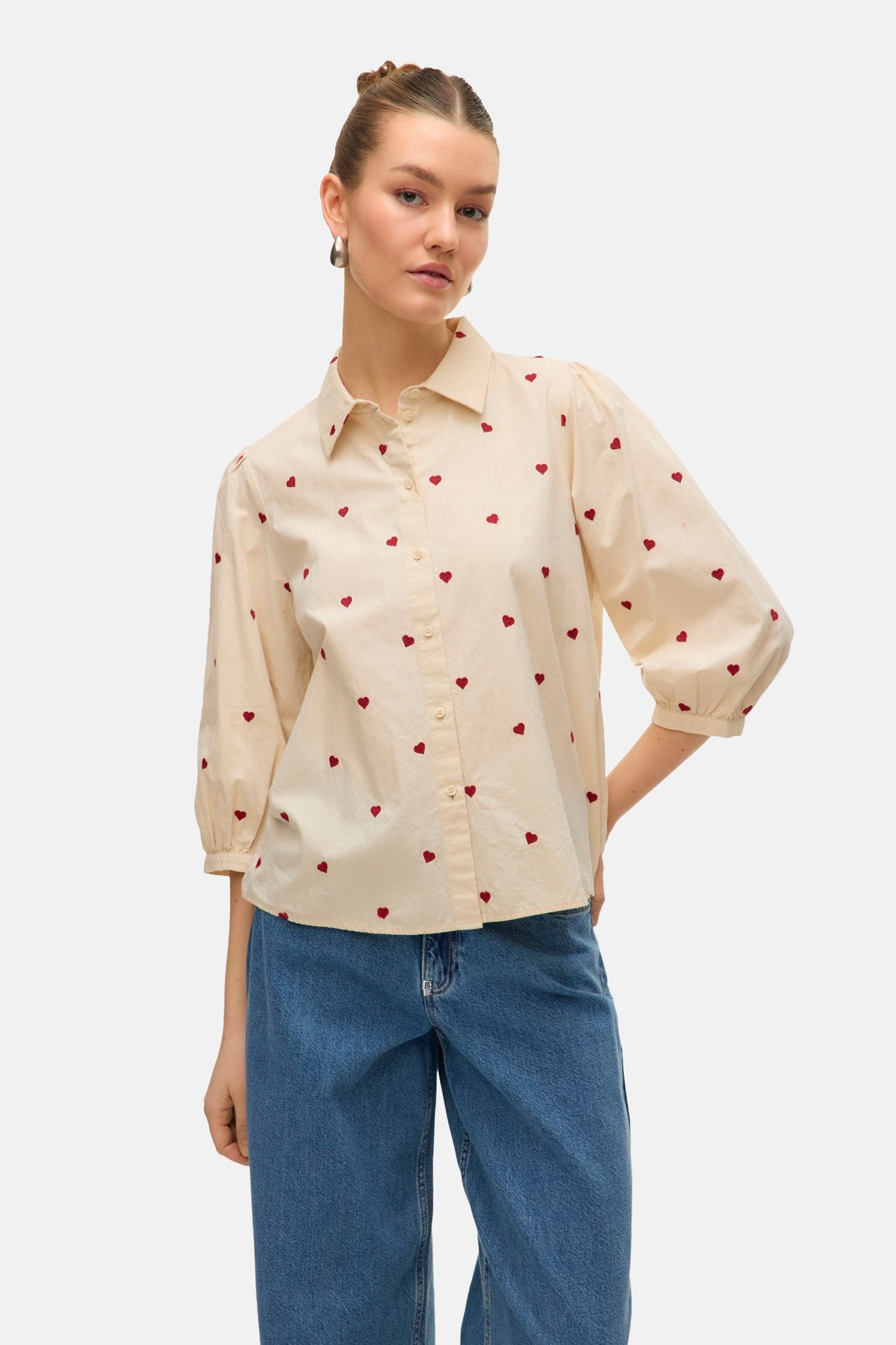 Hemd met korte mouwen - beige