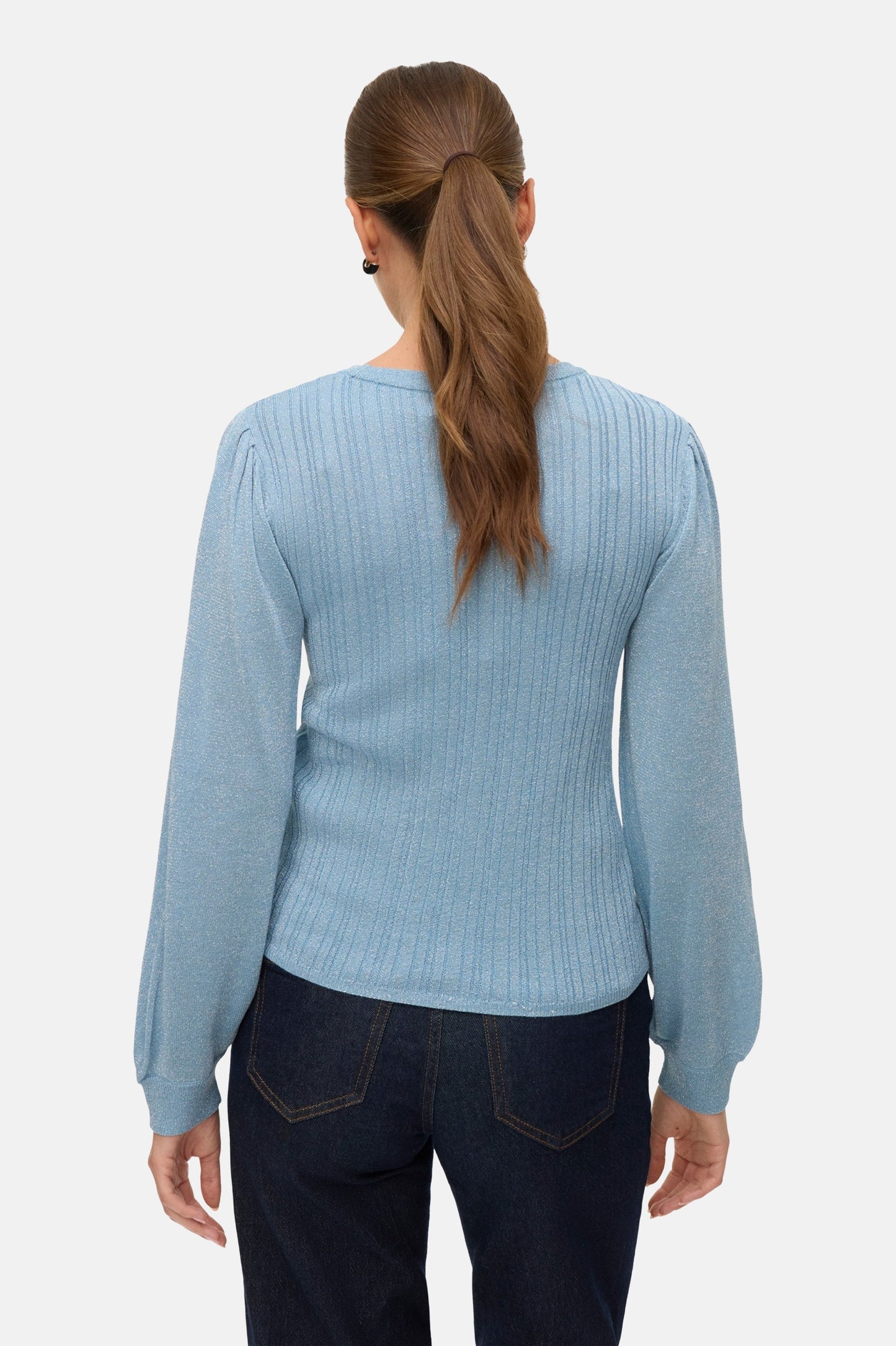 Blauwe trui met ronde hals