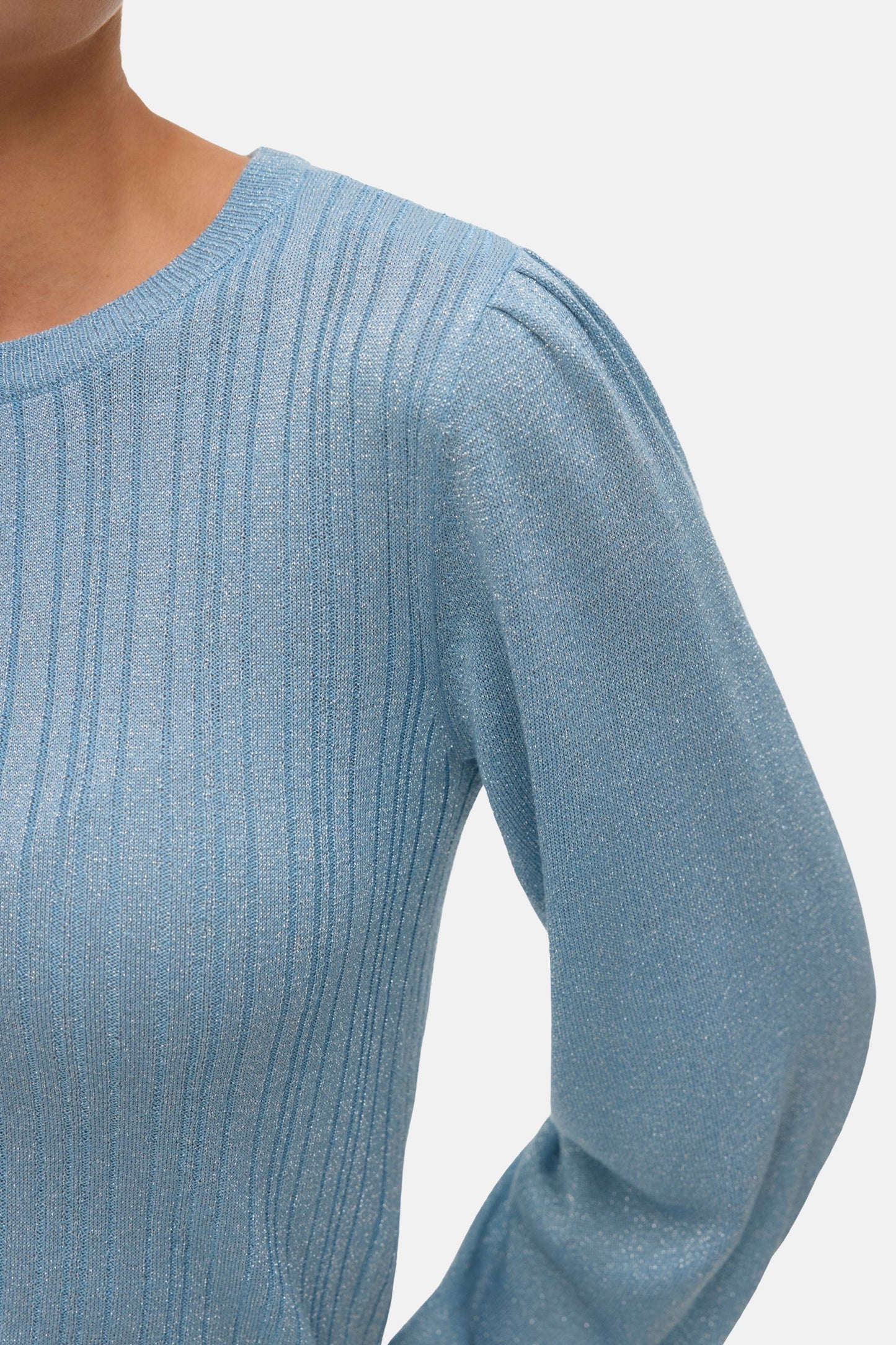 Blauwe trui met ronde hals