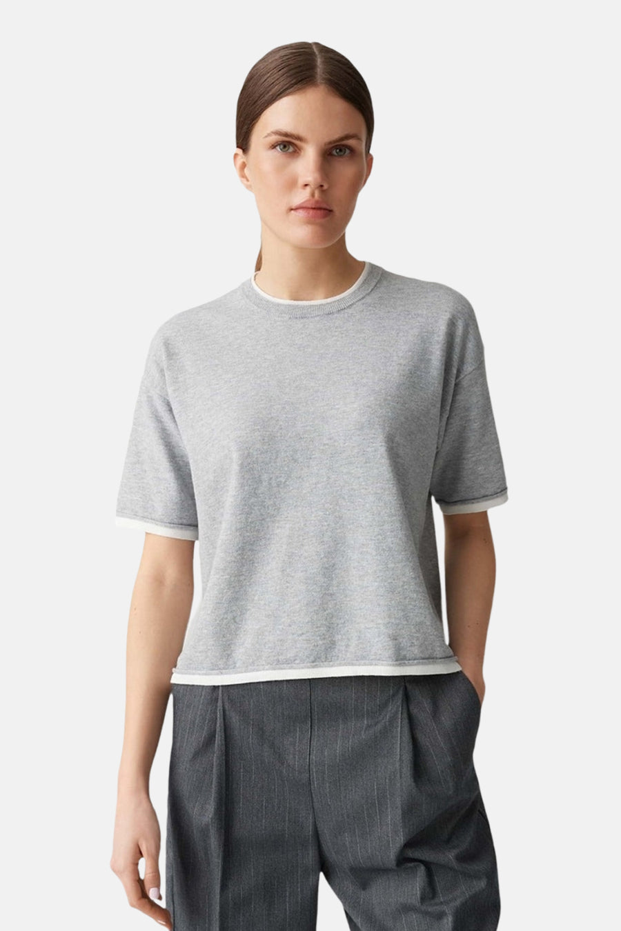 Grijze Ronde Hals Pullover