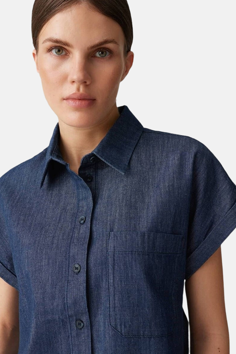 Korte Mouwen Hemd - Donkerblauw Denim