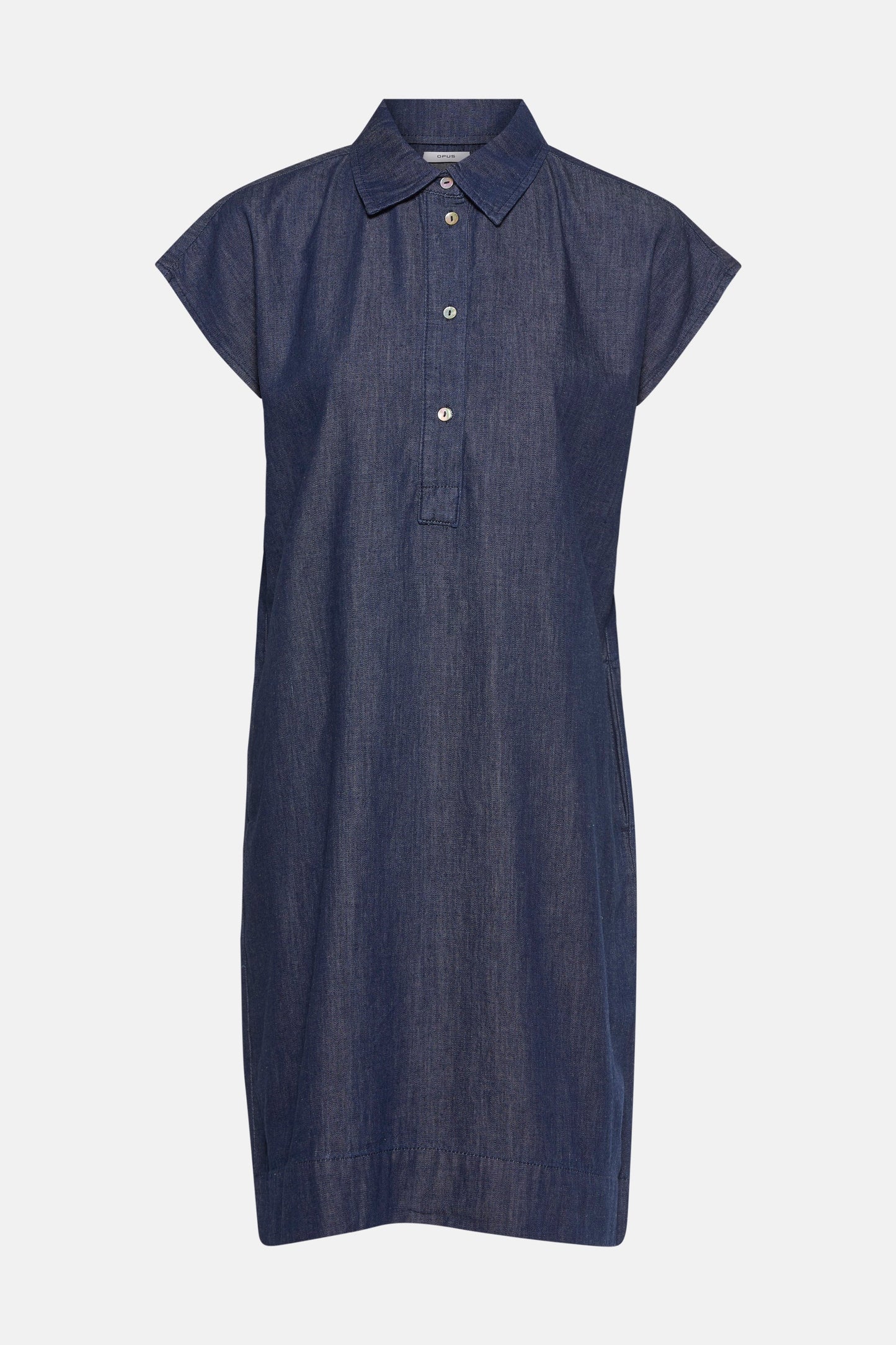Korte Mouwen Denim Kleed - Middenblauw