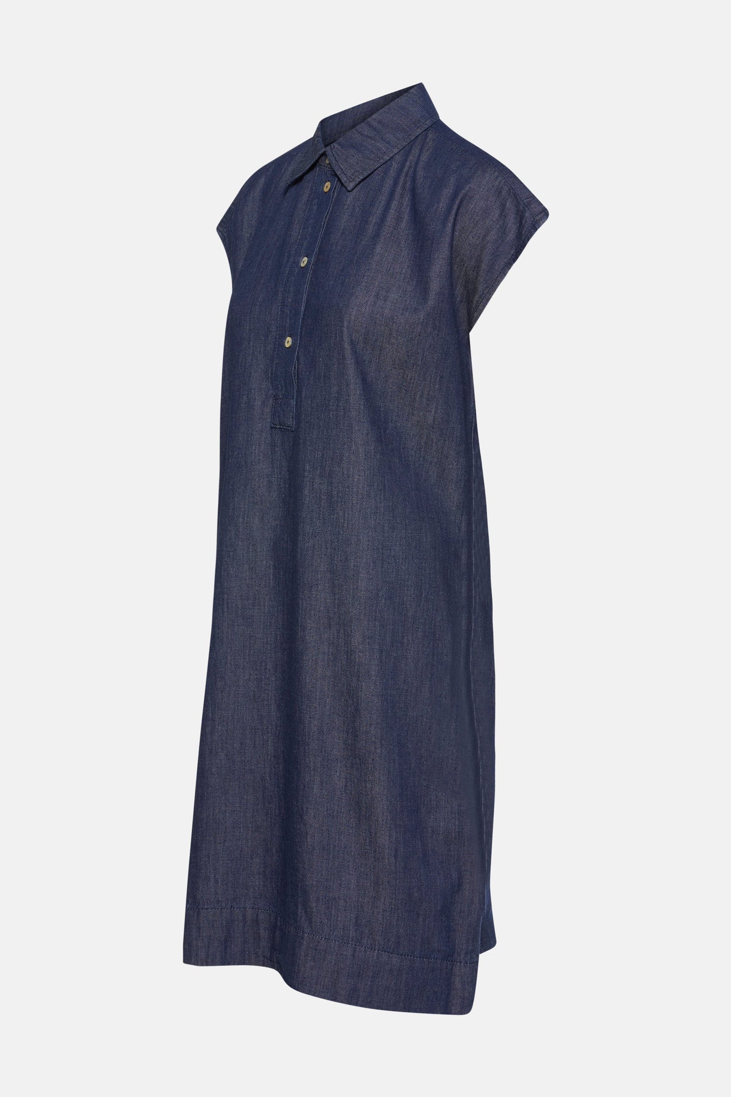 Korte Mouwen Denim Kleed - Middenblauw