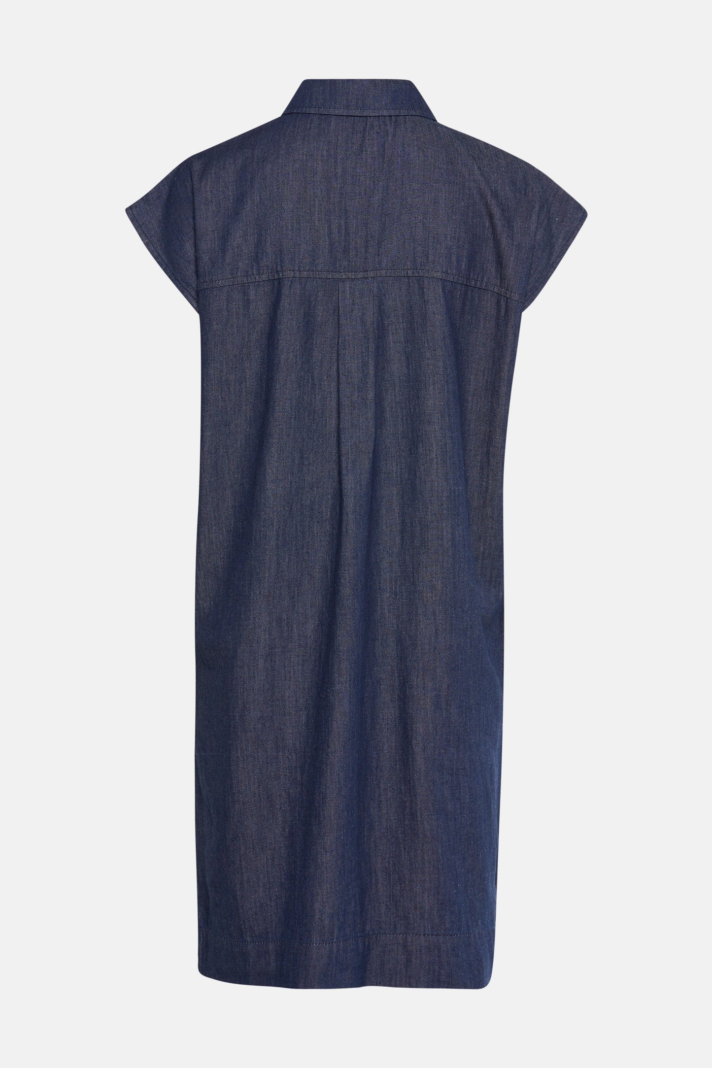 Korte Mouwen Denim Kleed - Middenblauw