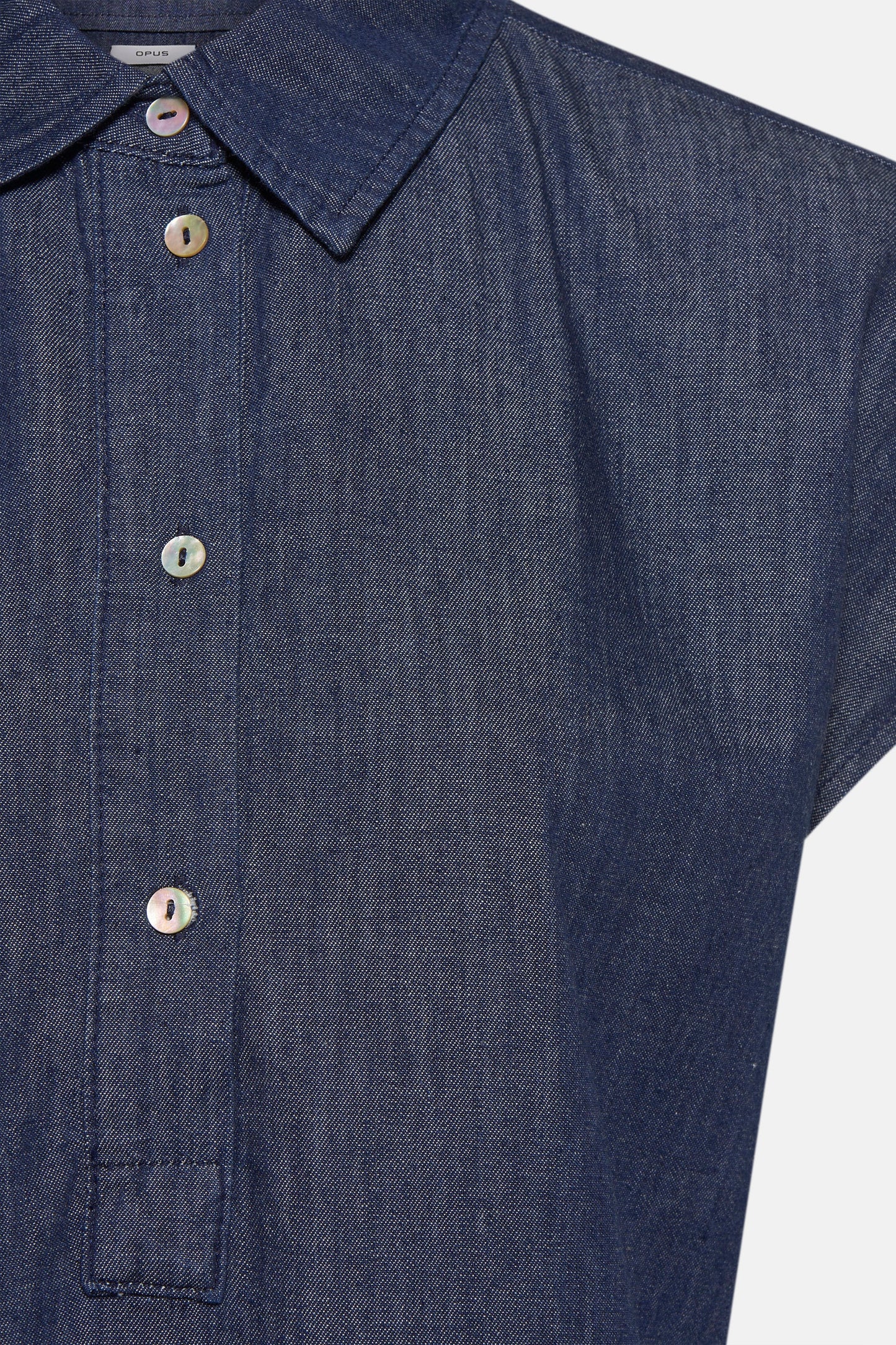 Korte Mouwen Denim Kleed - Middenblauw