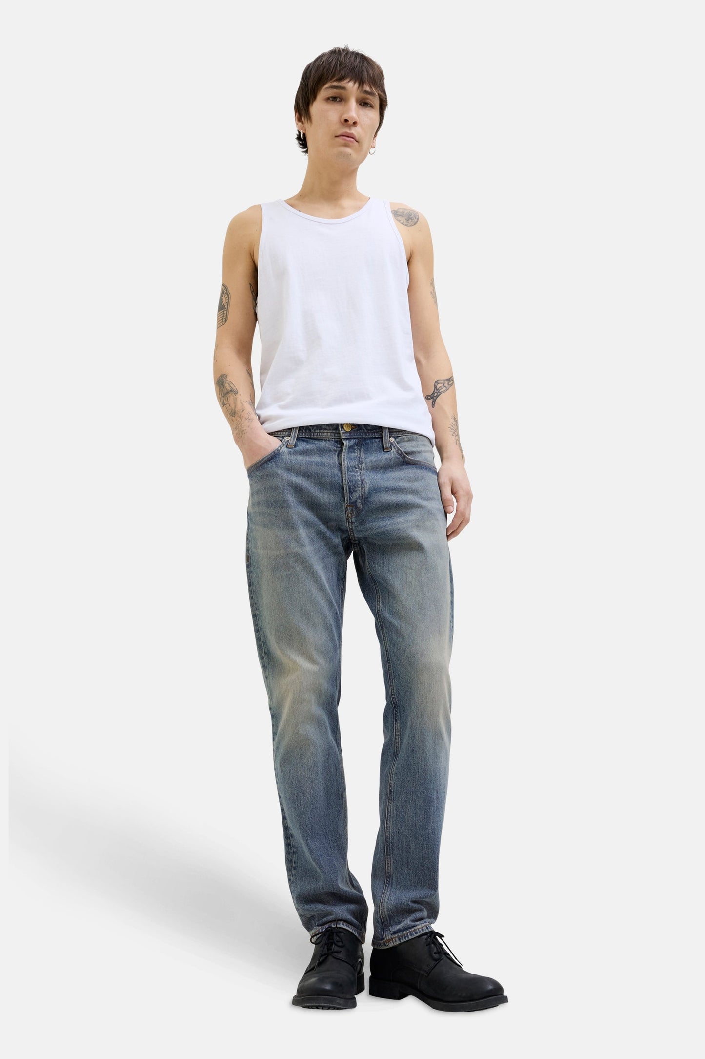 Mid Blue Denim Tapered Jeans - JACK & JONES JEANS INTELLIGENCE
