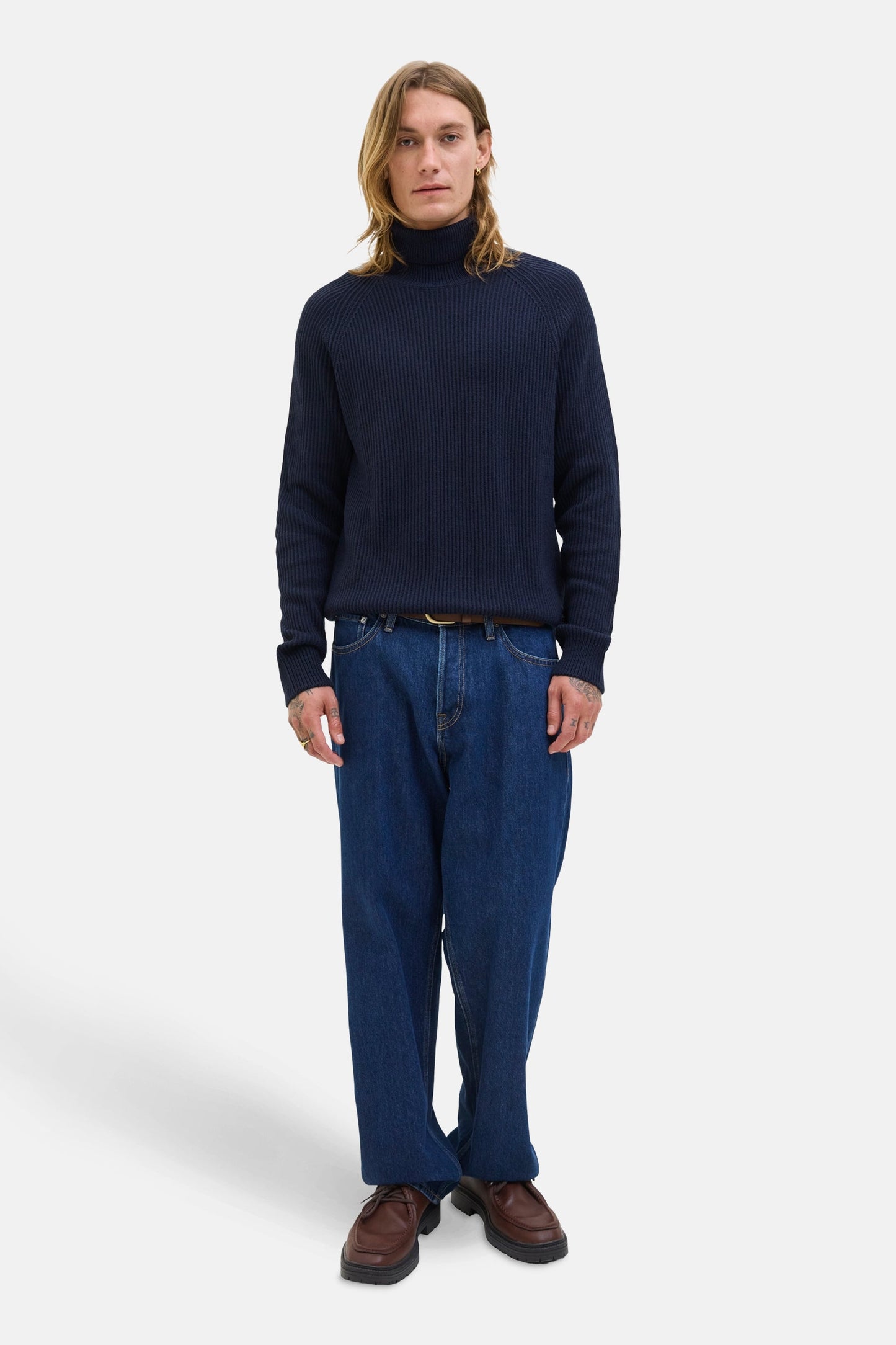 Blauwe Pullover met Rolkraag