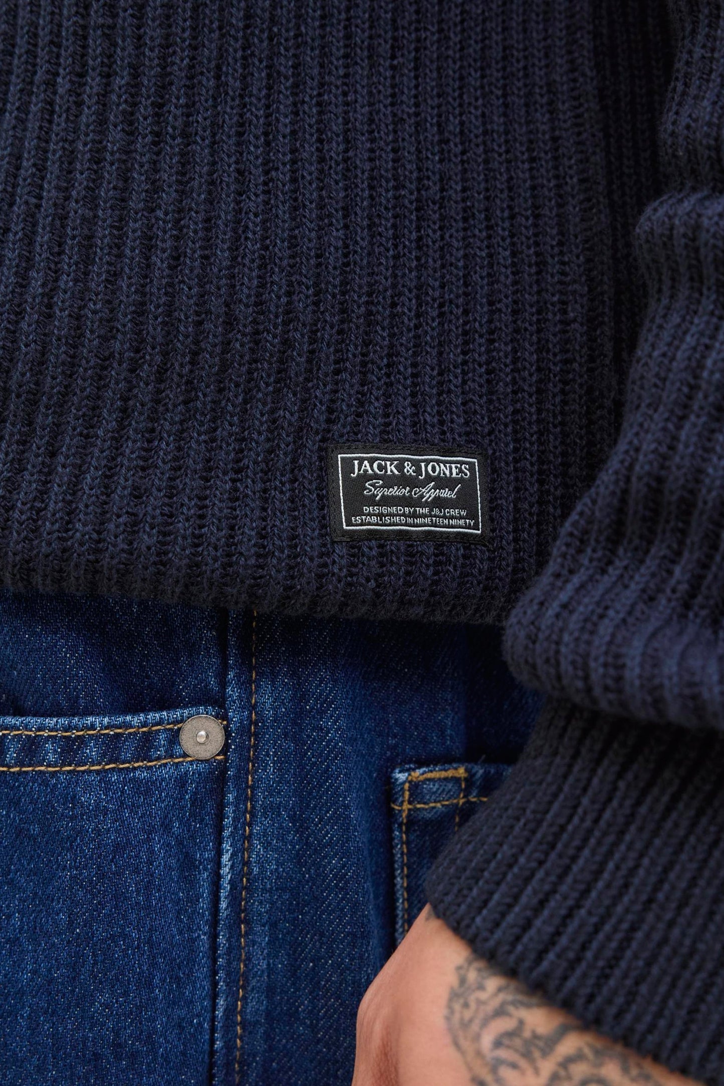 Blauwe Pullover met Rolkraag