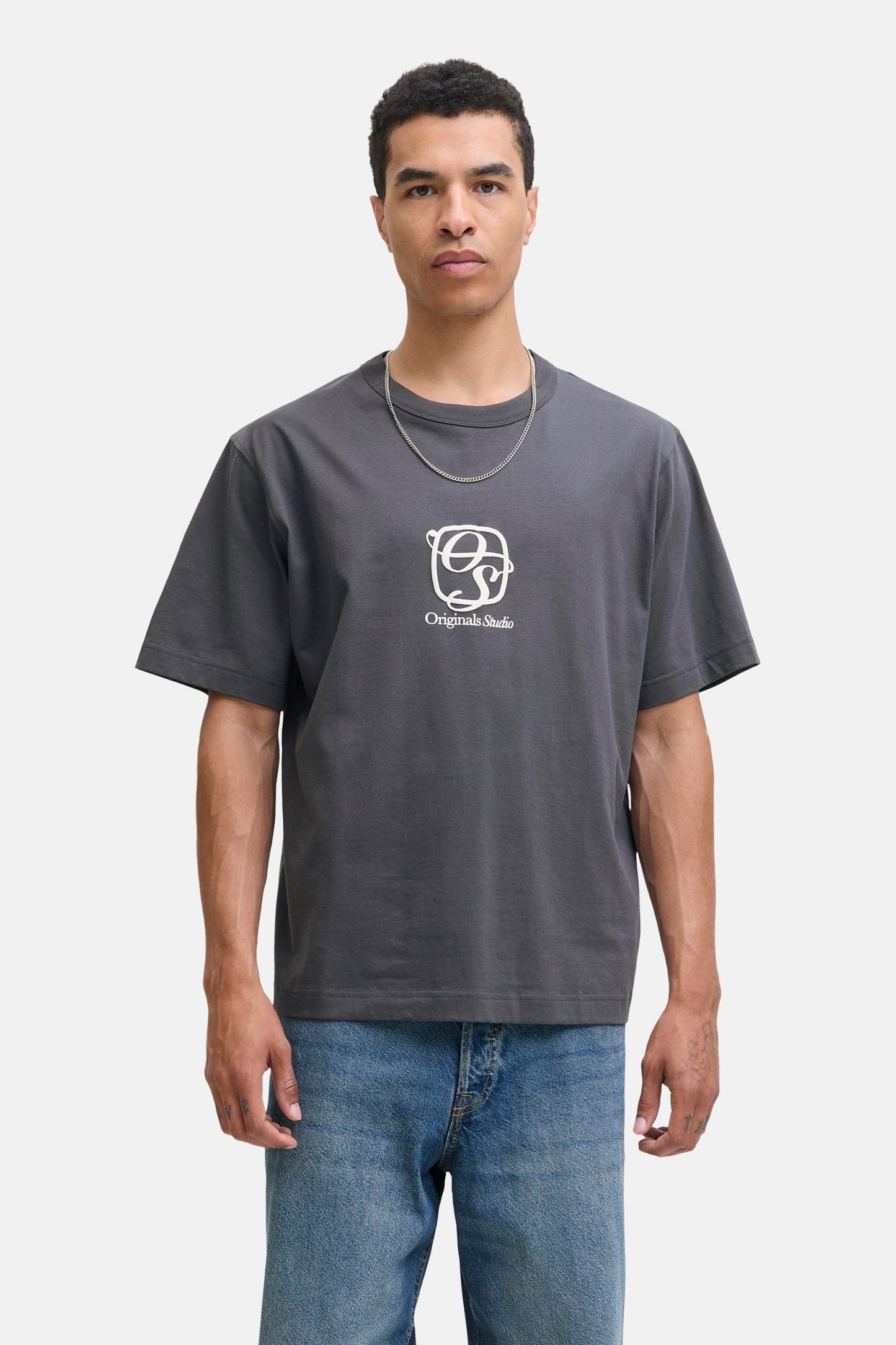 Grijze Korte Mouwen T-shirt - ORIGINALS BY JACK & JONES