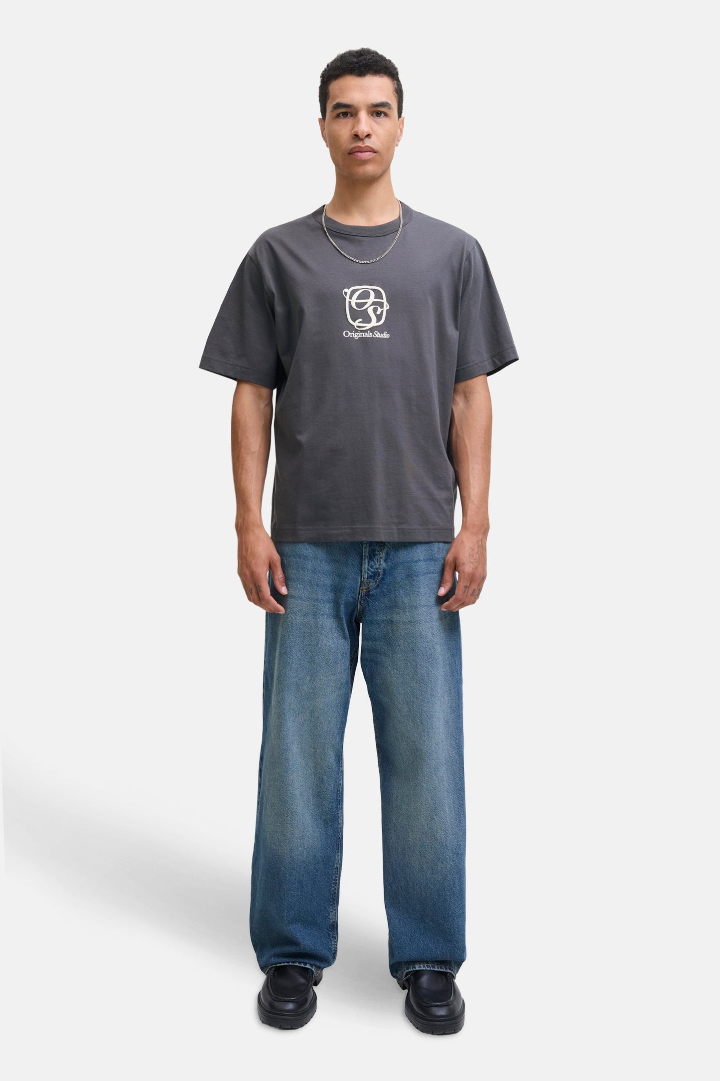 Grijze Korte Mouwen T-shirt - ORIGINALS BY JACK & JONES