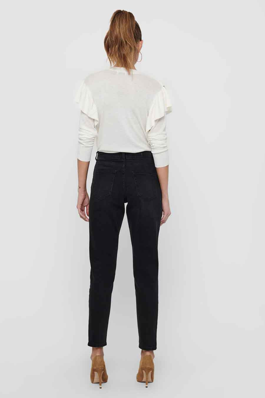 Donkergrijze Denim Mom Jeans