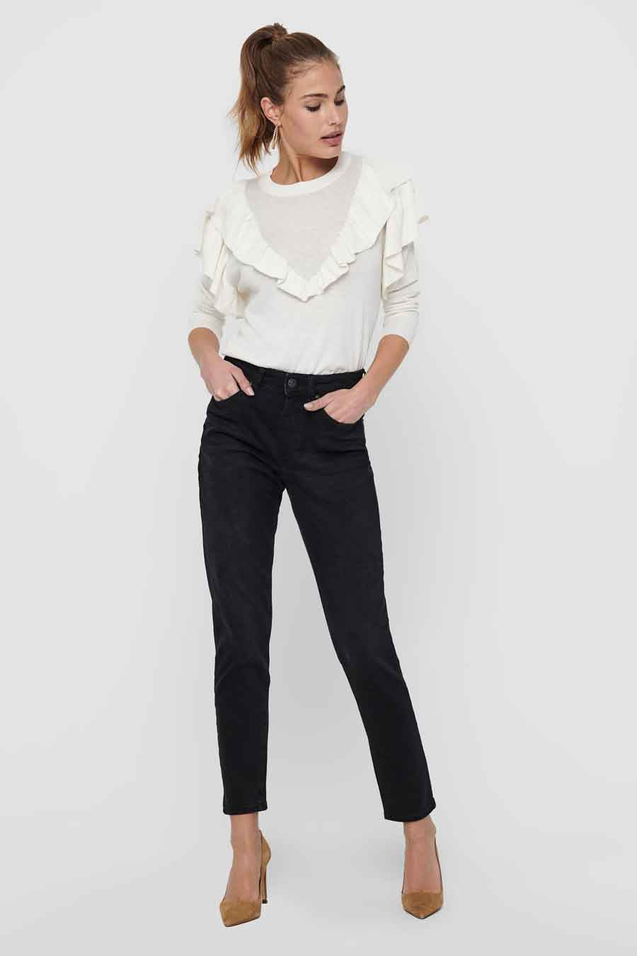 Donkergrijze Denim Mom Jeans