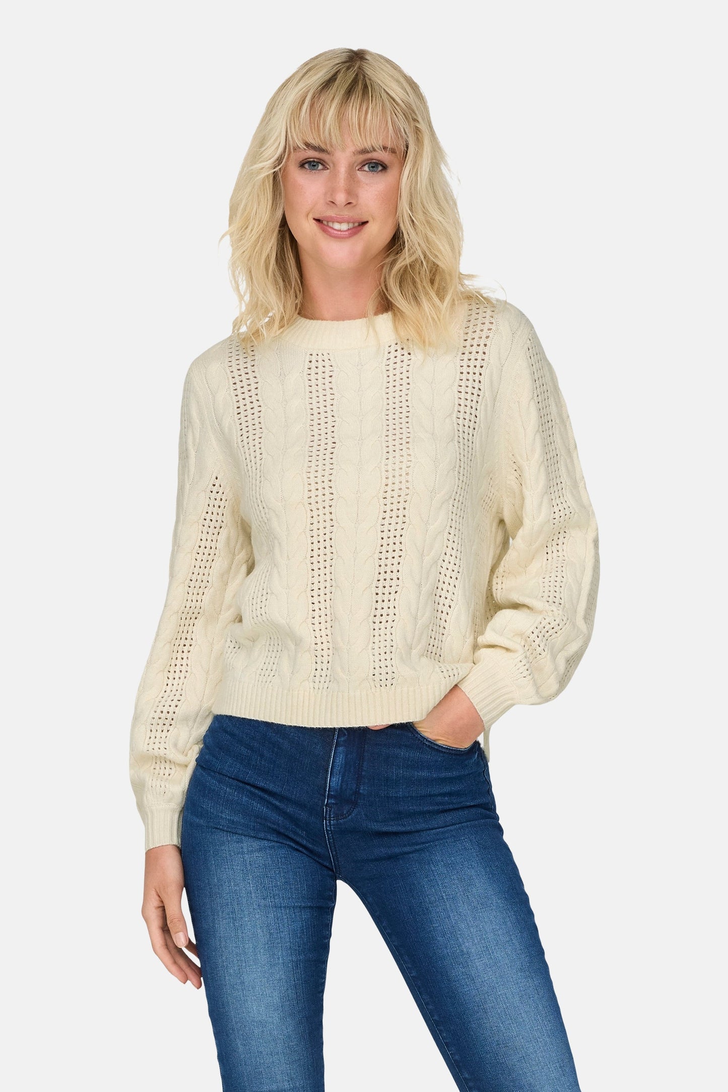 Ronde Hals Pullover - Wit