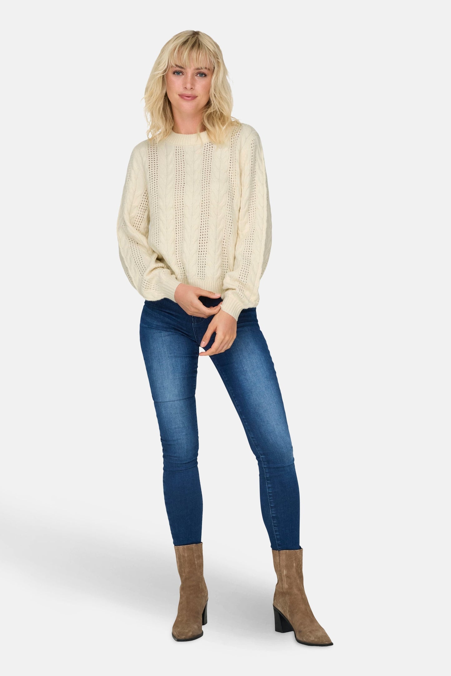 Ronde Hals Pullover - Wit
