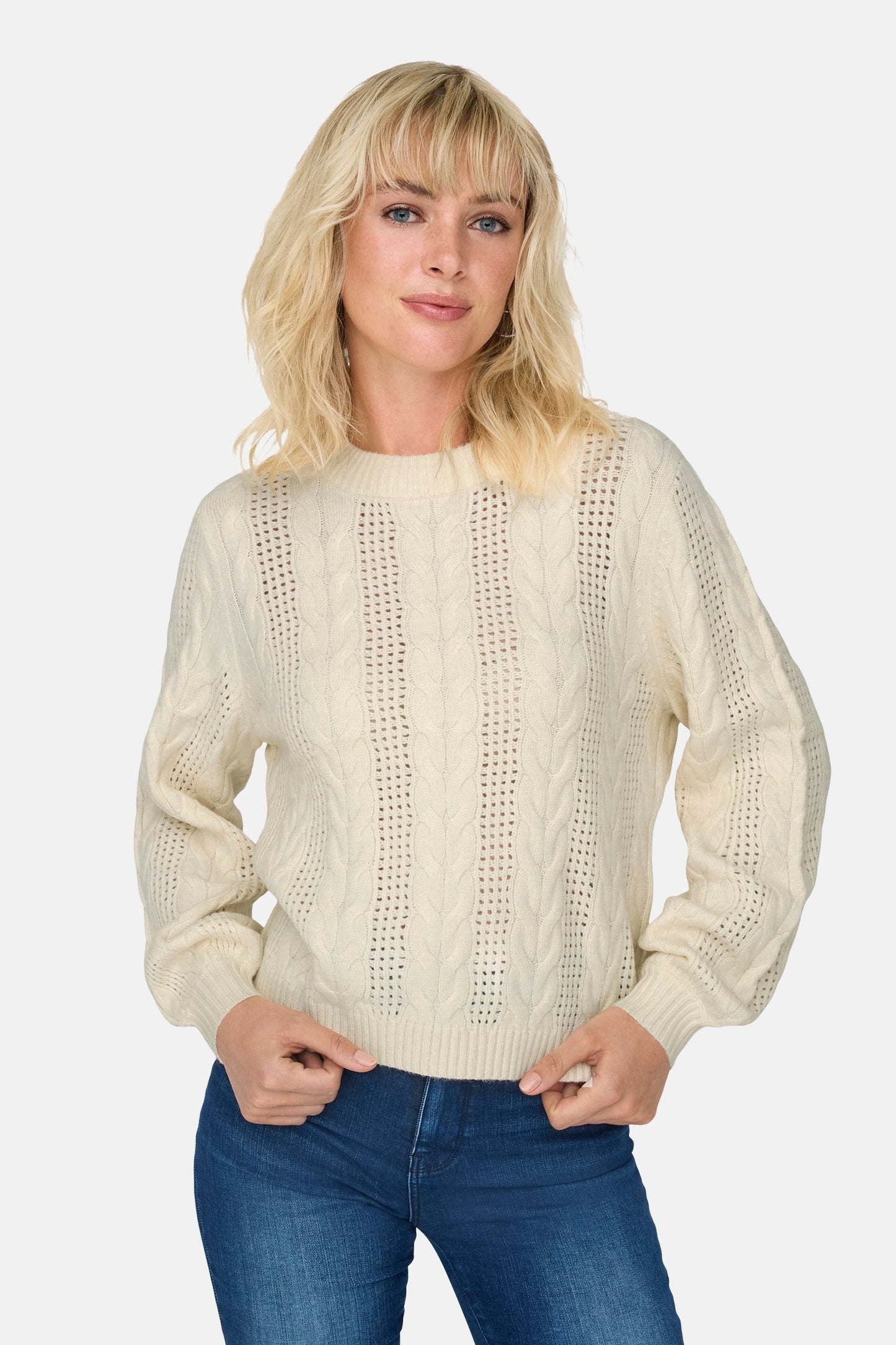 Ronde Hals Pullover - Wit