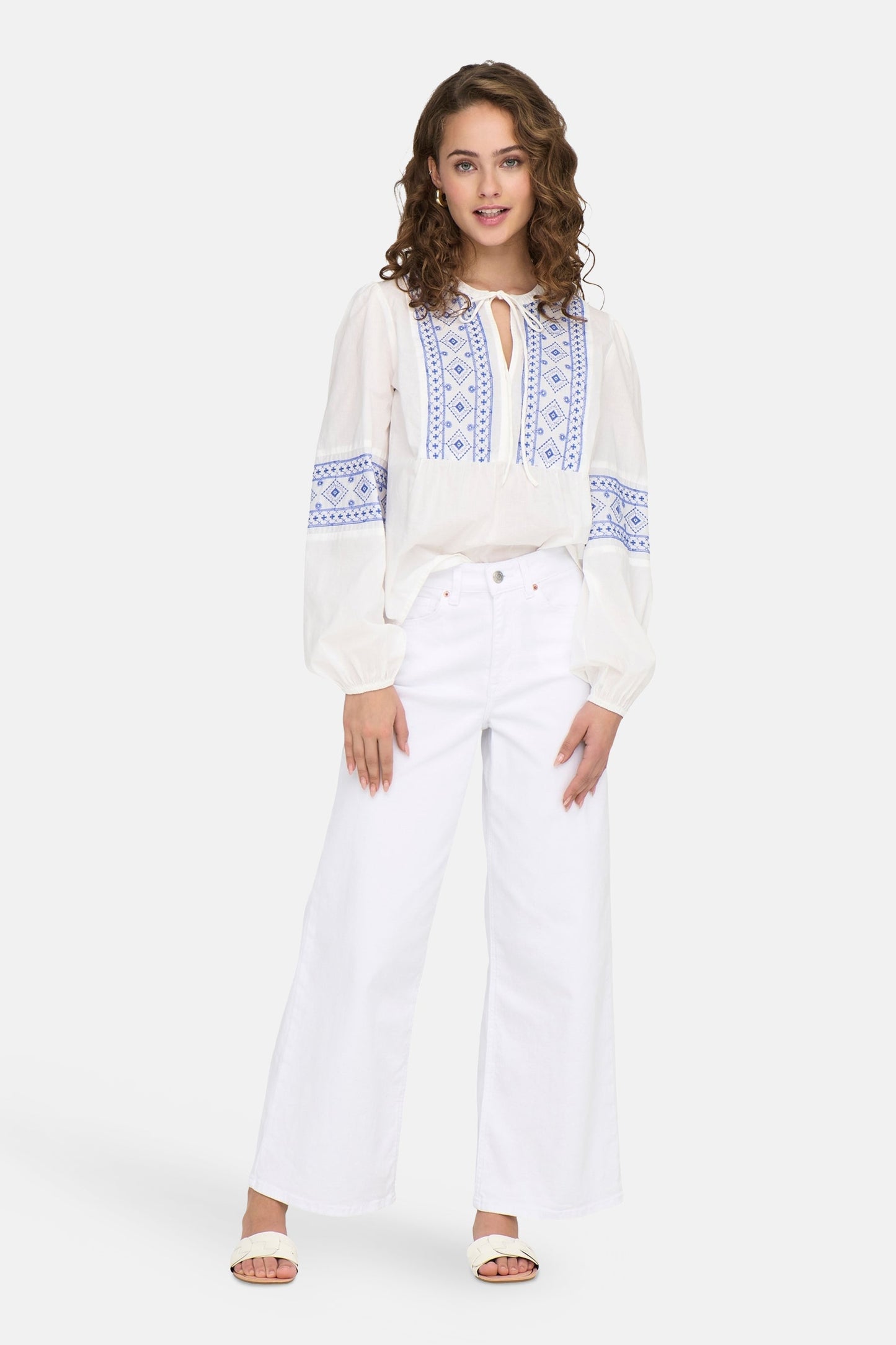 Witte Blouse met Lange Mouwen