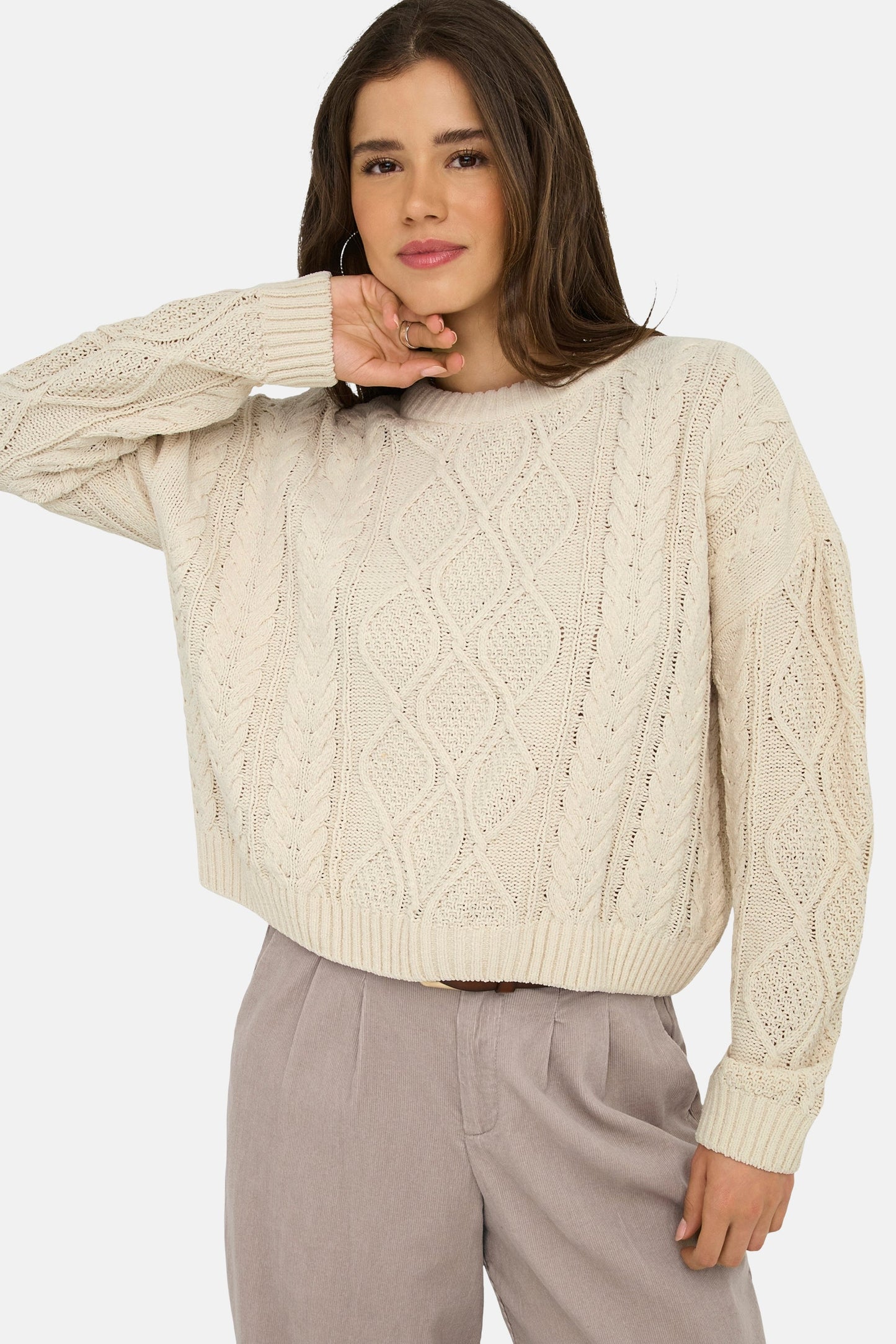 Ecru Ronde Hals Trui - ONLY®