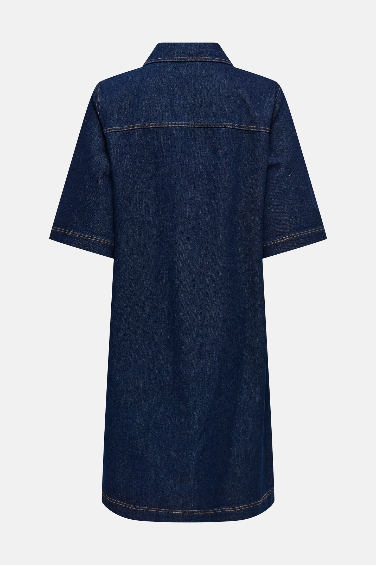 Korte Mouwen Denim Kleed - Donkerblauw