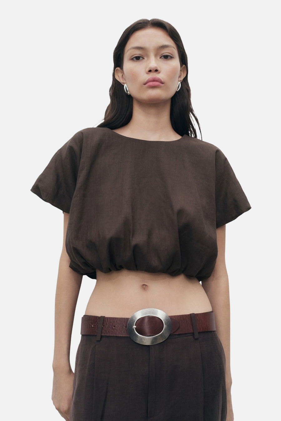 Korte Mouwen Blouse - Bruin