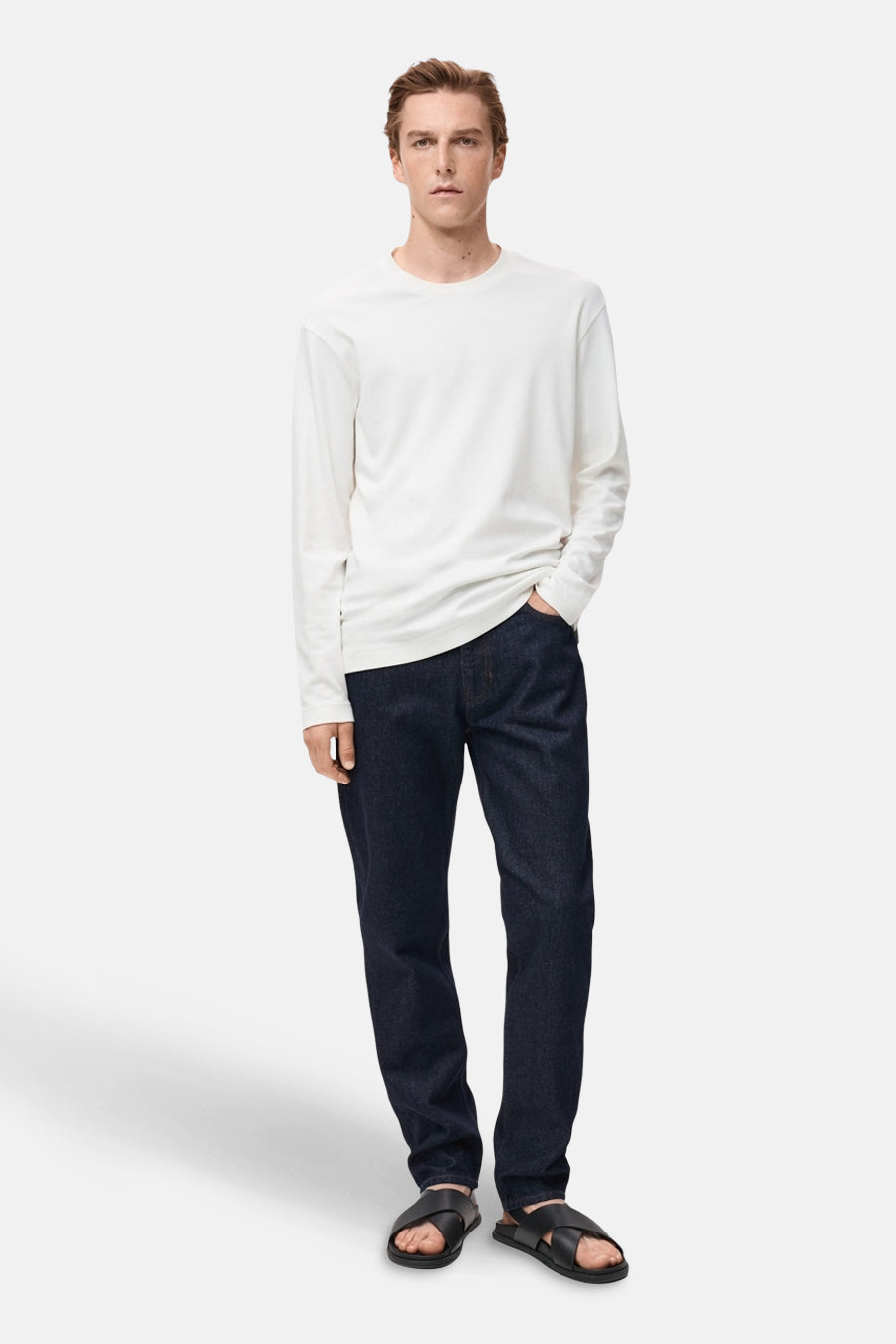 Rechtermode jeans donkerblauwe denim - MANGO