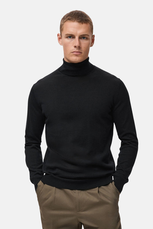 Zwarte trui met ronde hals - MANGO