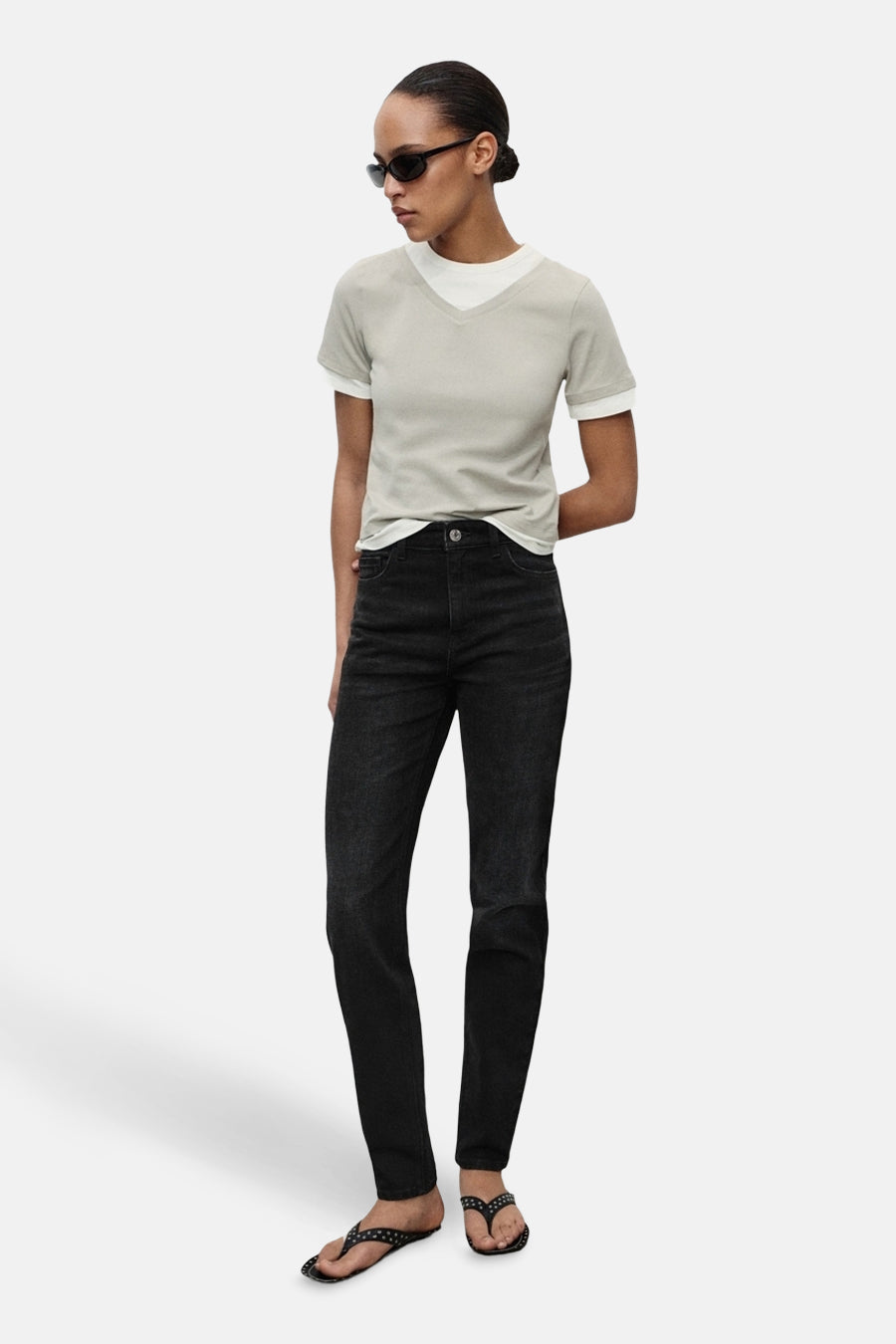 NEWMOM - Donkergrijze Denim Jeans