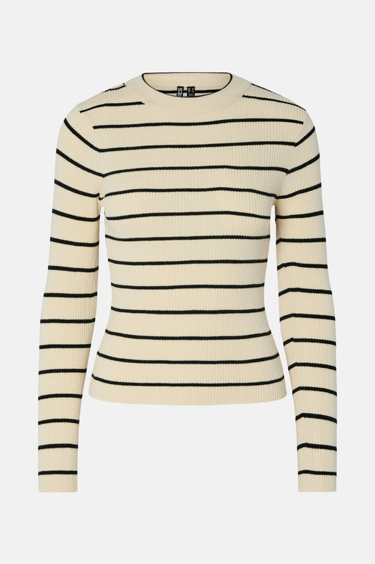 Beige Trui met Ronde Hals