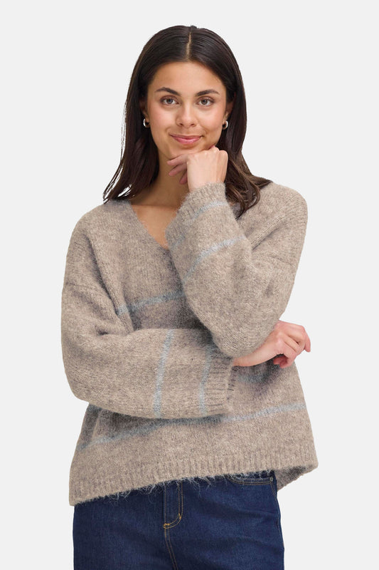 Trui met V-hals bruin - Fransa®