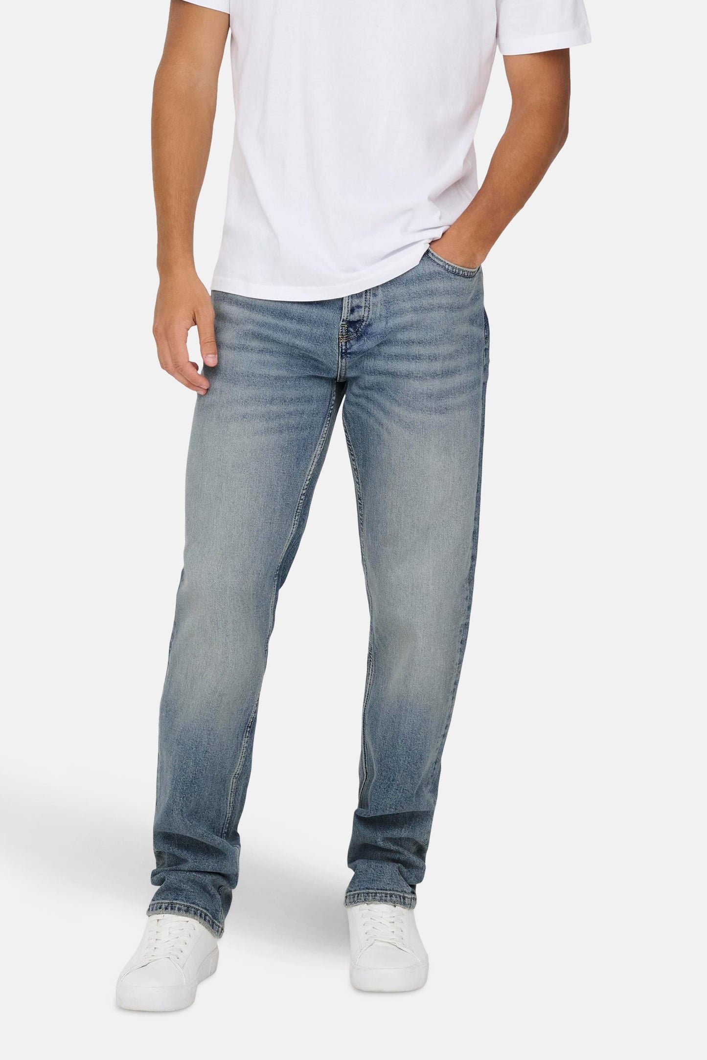 ONLY & SONS® Mid Blue Denim Rechstreeks Jeans