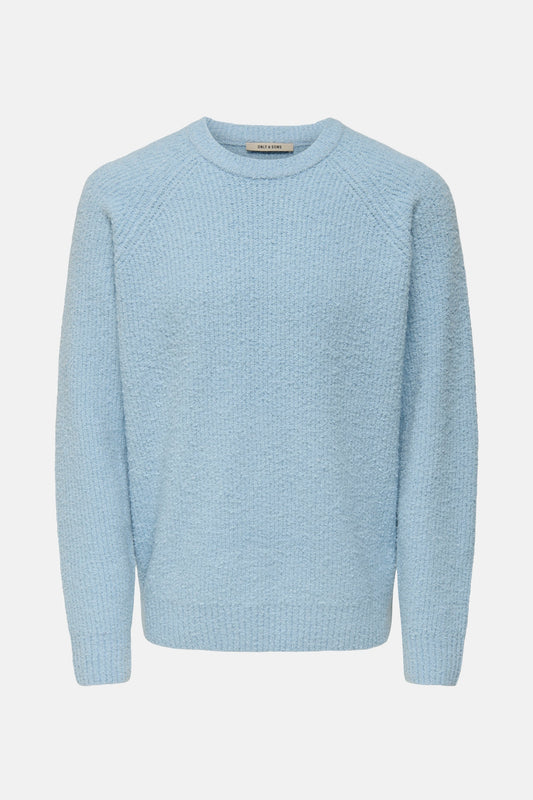 Blauwe ronde hals trui