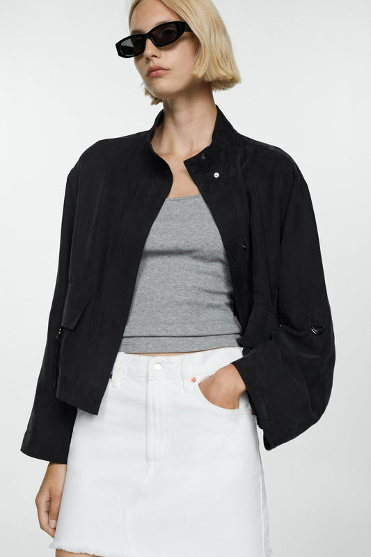 Zwarte Korte Jas - Mango