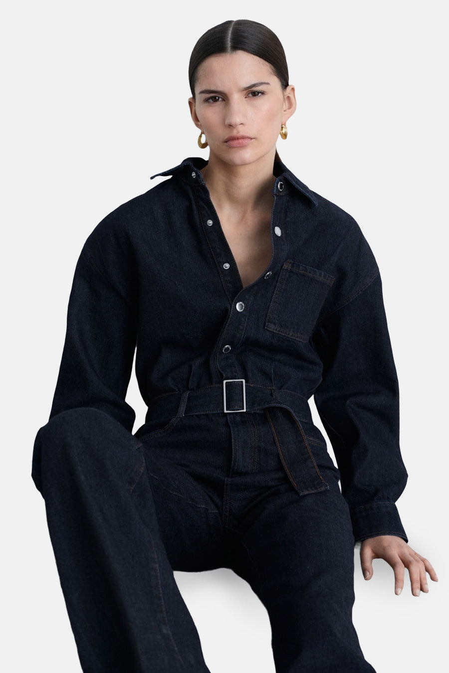 Donkerblauwe Denim Jumpsuit