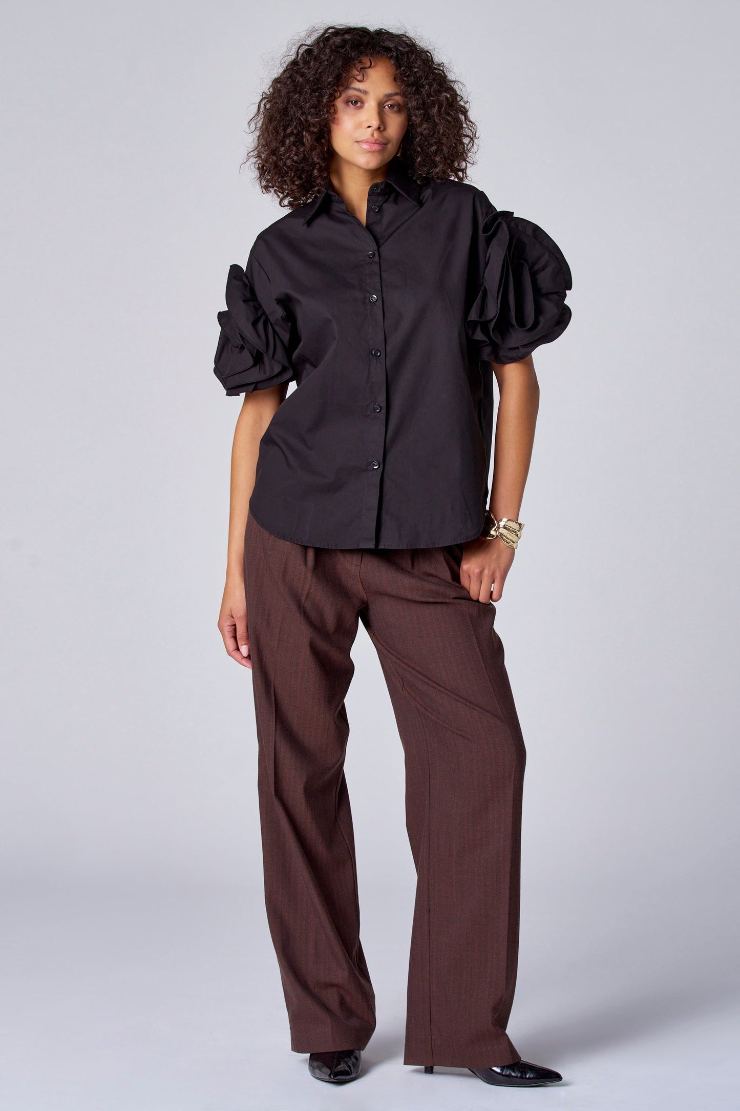 Blouse met korte mouwen - Zwart