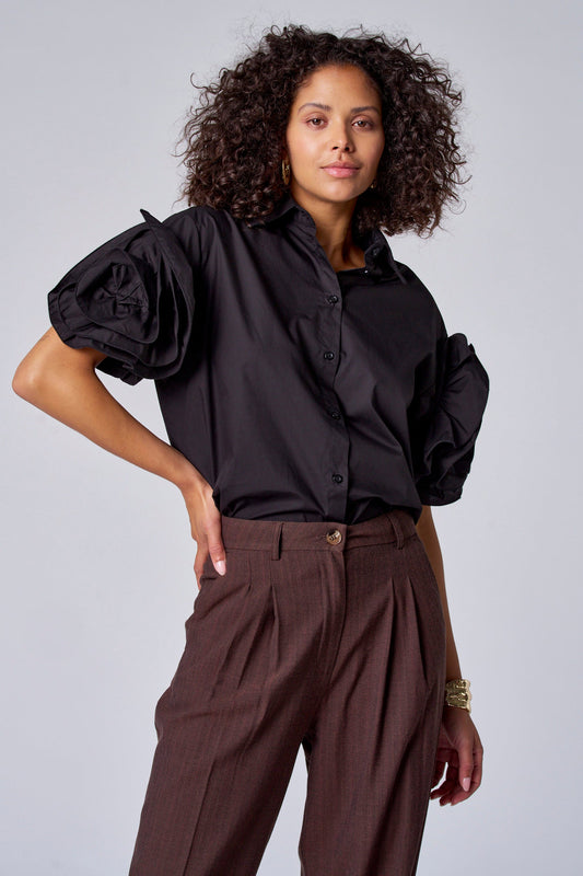 Blouse met korte mouwen - Zwart