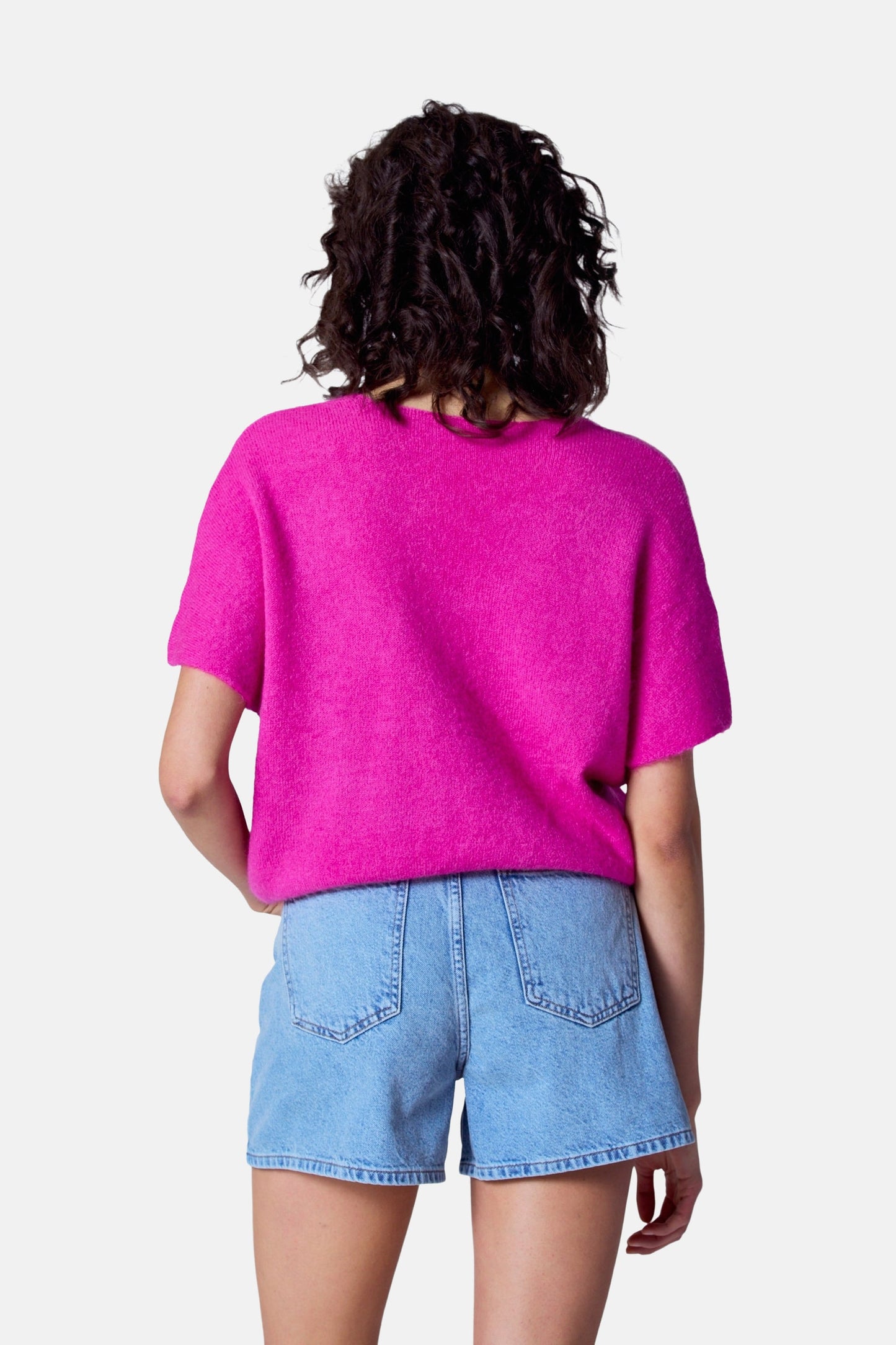 Pull met V-hals - roze