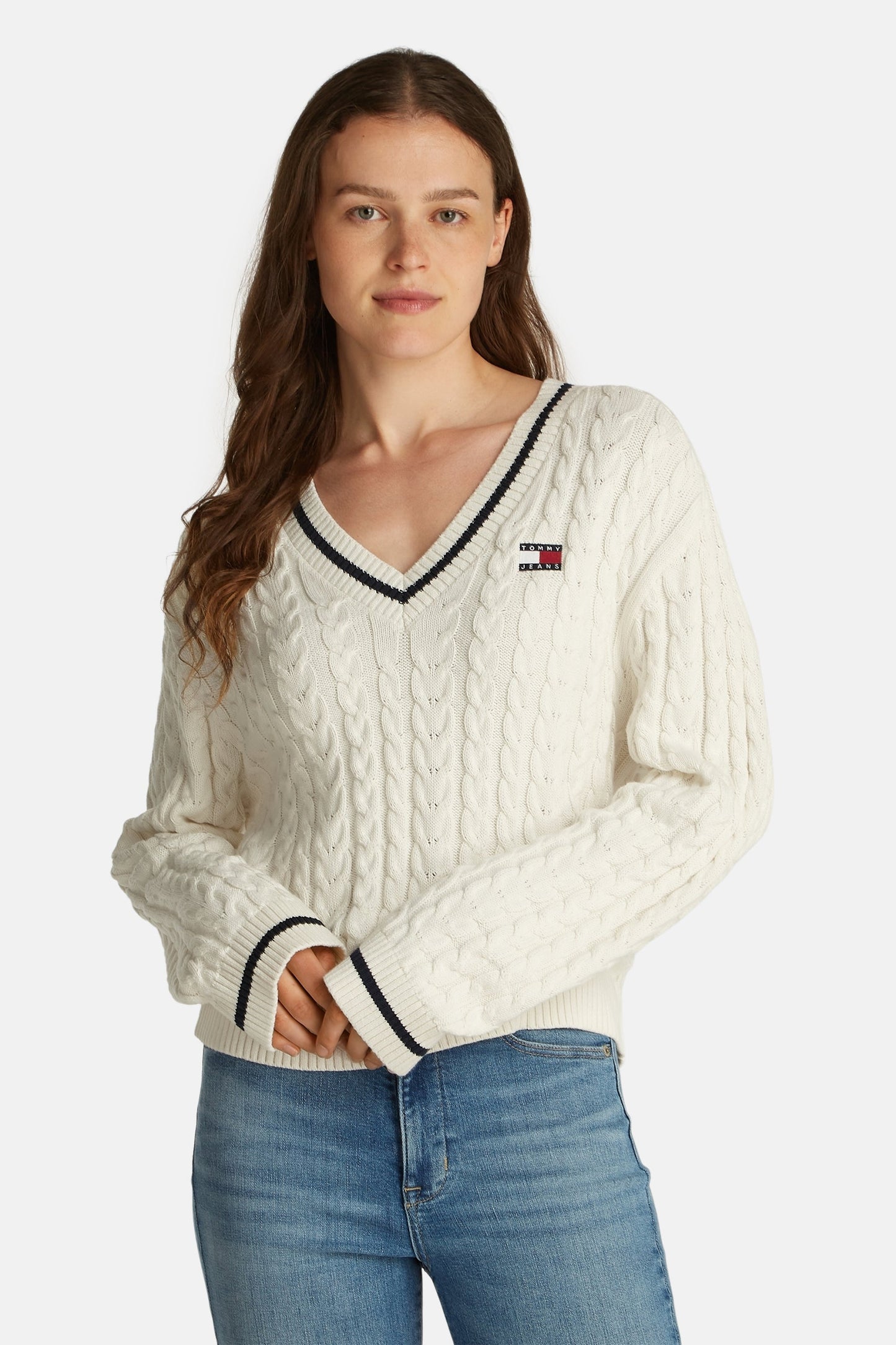 Witte V-hals Trui