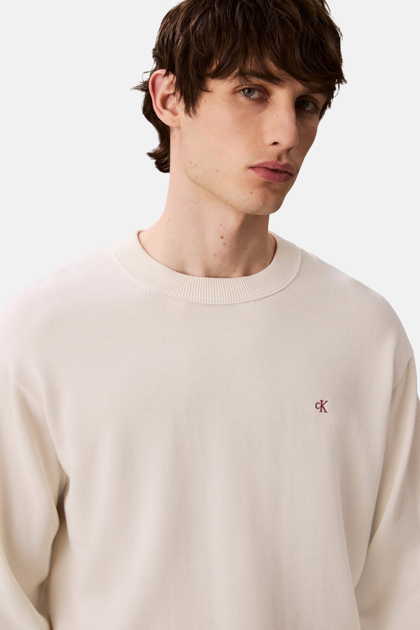 Beige Ronde Hals Sweater - Calvin Klein