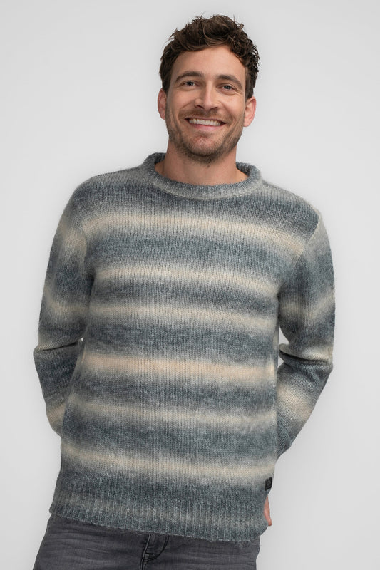 Blauwe trui met ronde hals