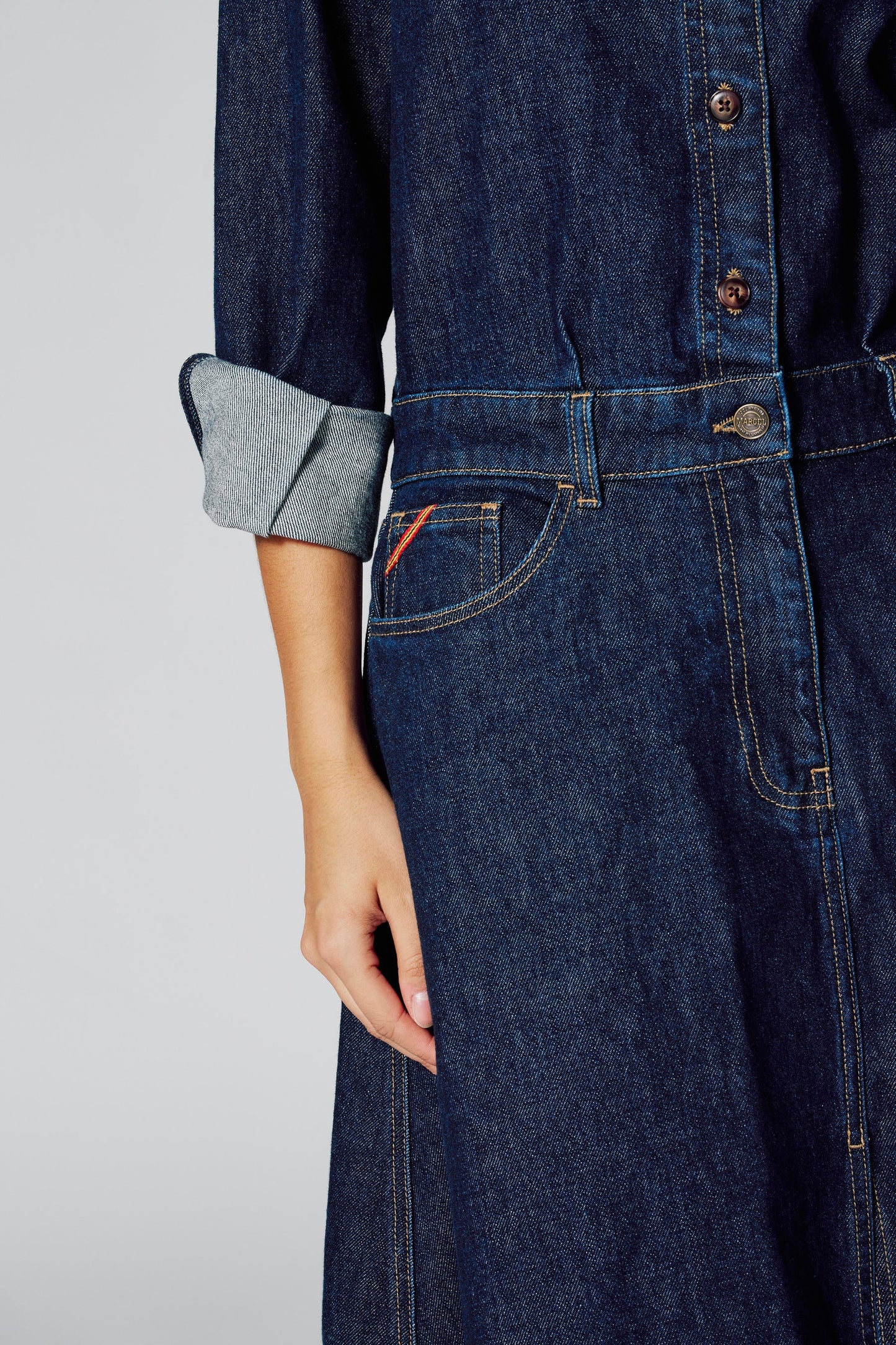 Lange Mouwen Denim Kleed - Donkerblauw