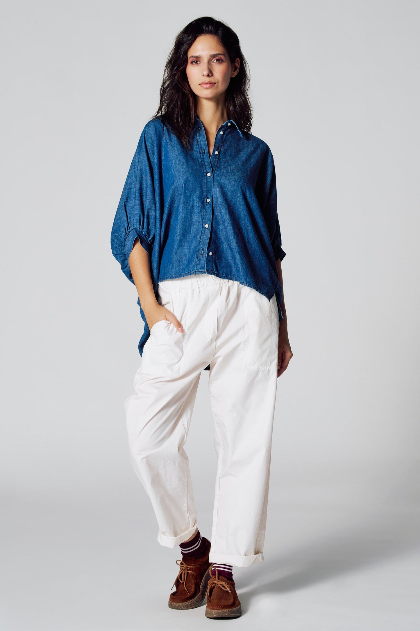 Korte Mouwen Hemd - Donkerblauwe Denim