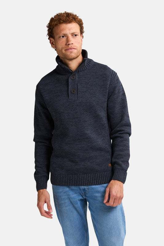 Blauwe trui met ronde hals