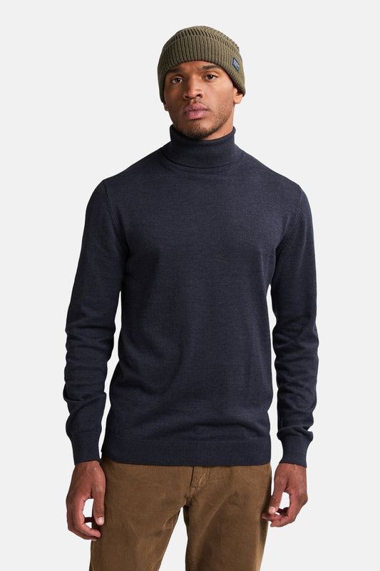 Blauwe Trui met Hoge Hals