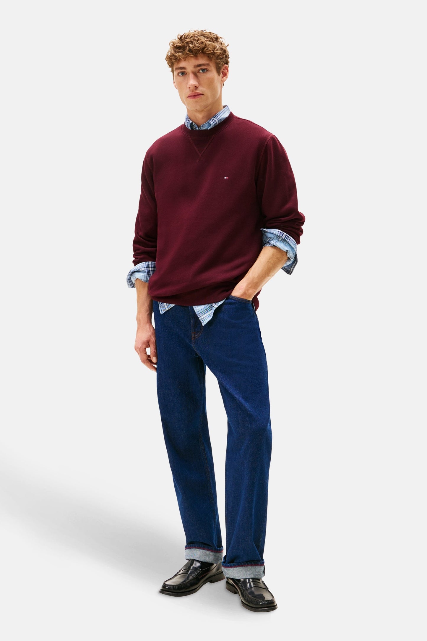 Rode ronde hals sweater - TOMMY HILFIGER