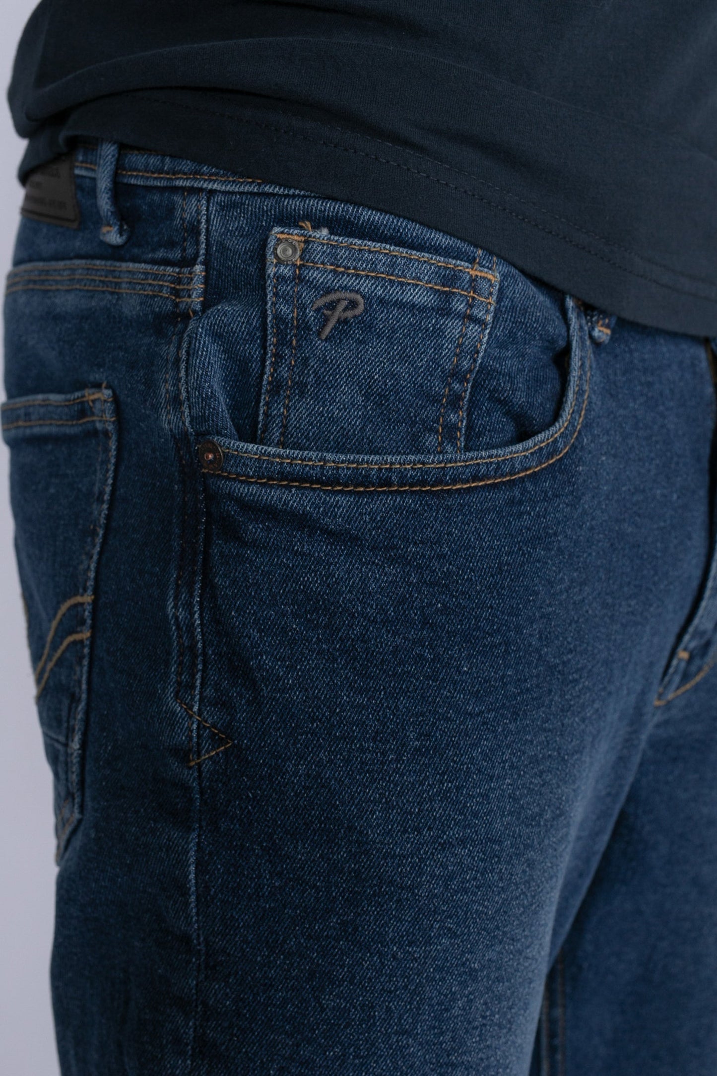 Mid Blue Denim Tapered Jeans