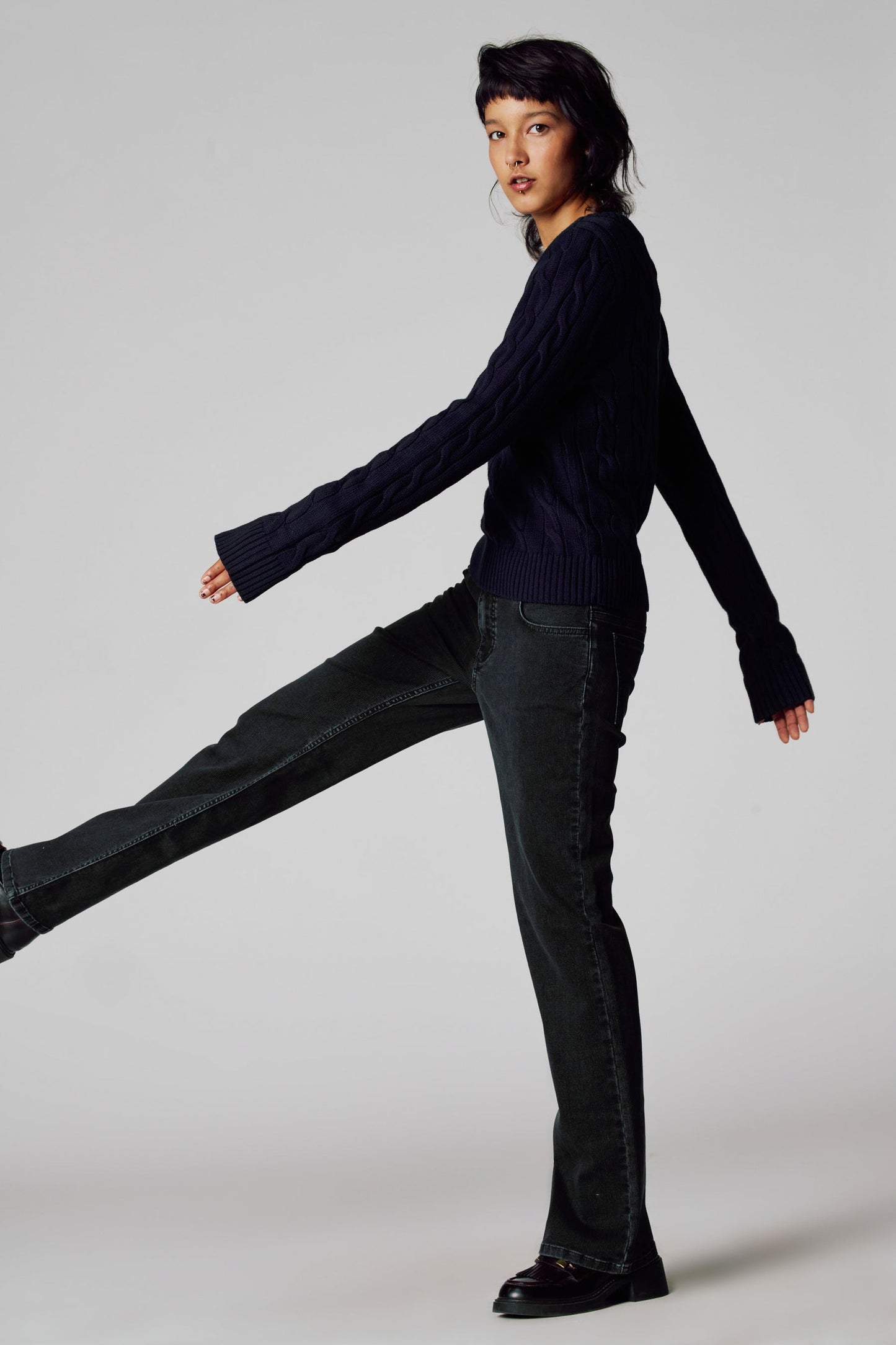 Pull met V-hals - blauw