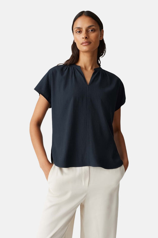 Korte Mouwen Blouse - Donkerblauw