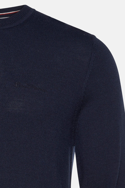 Blauwe Ronde Hals Trui - BEN SHERMAN