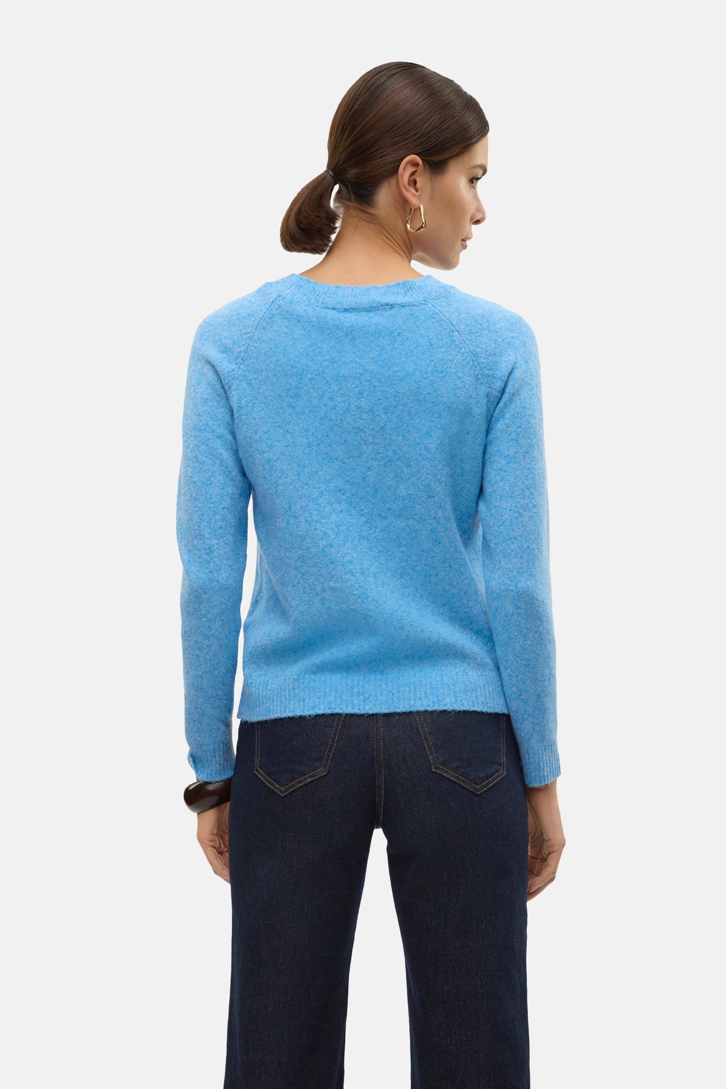 Blauwe trui met ronde hals